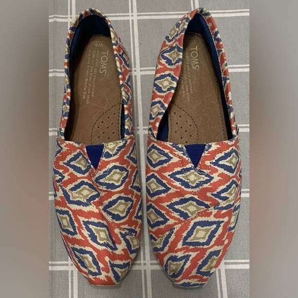 Tom’s Women’s Multi Canvas Festival Ikat Print Flats Espadrilles Size 8 - Picture 6 of 11